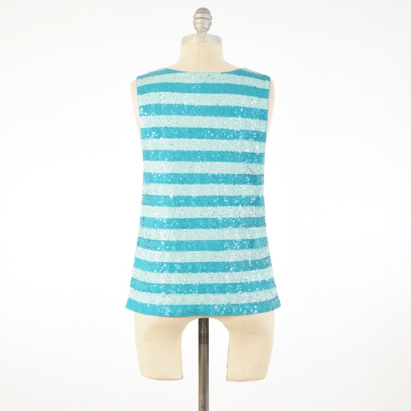 NWT J.Crew Sequin Stripe Tank in Green - Picture 6 of 7